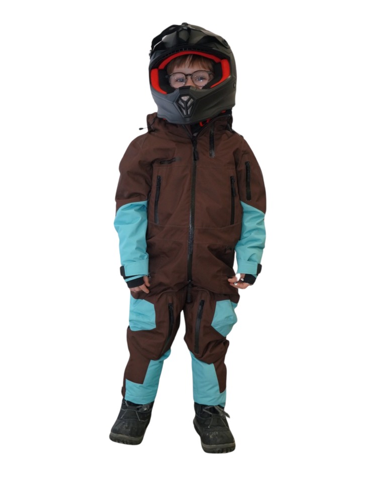 W25 - KIDS MONOSUIT BROWN AND TURQUOISE INSULATED